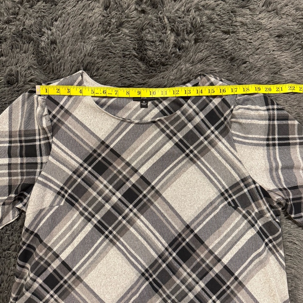 R&K Black and White Plaid Long Sleeve Dress - Picture 4 of 9